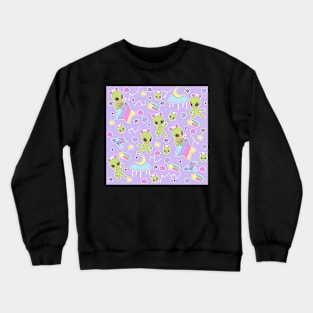 Pastel Aliens on Purple Crewneck Sweatshirt